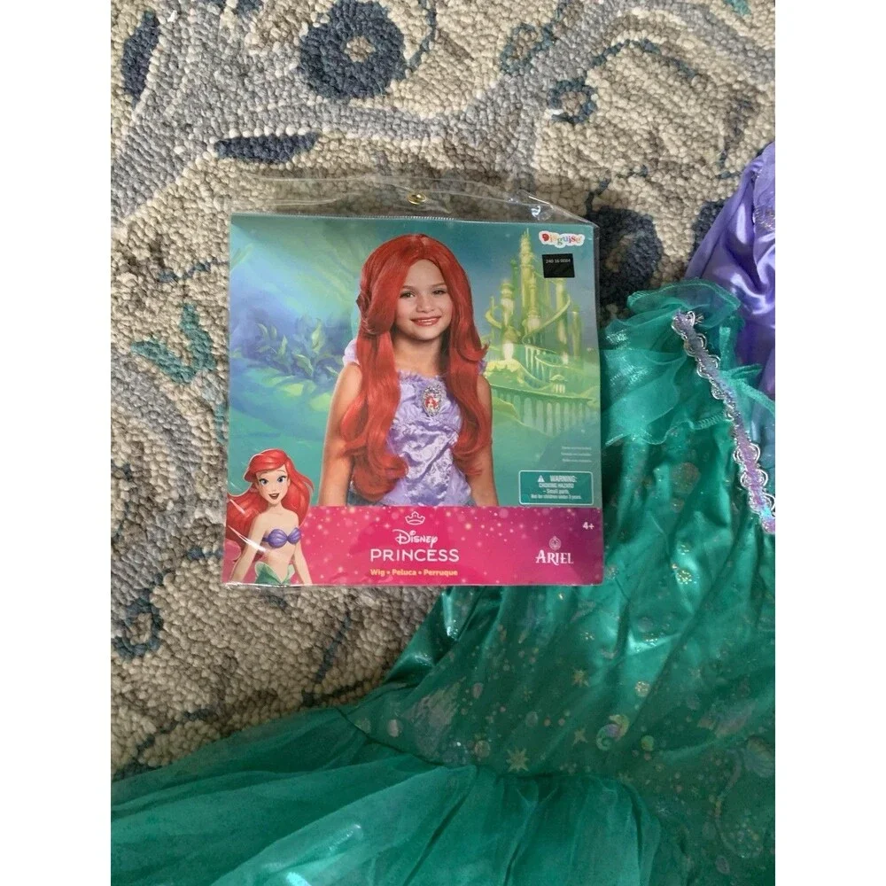 New Ariel The Little Mermaid Costume w/Wig Girls M (7/8) Cosplay Halloween